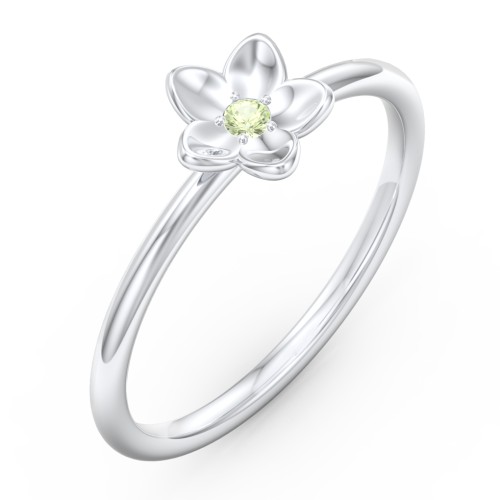 Stacking Flower RIng – Sterling Silver with Peridot
