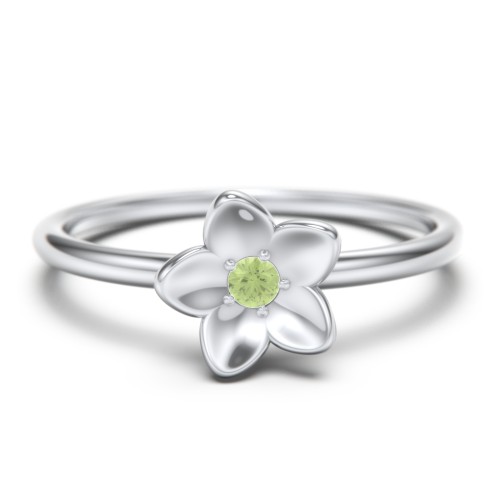 Stacking Flower RIng – Sterling Silver with Peridot