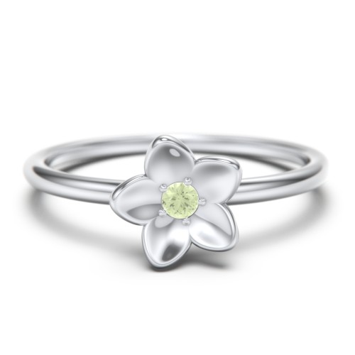 Stacking Flower RIng – Sterling Silver with Peridot