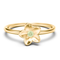 Stacking Flower RIng in 10K Solid Yellow Gold with Peridot