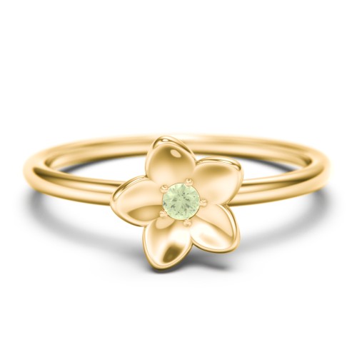 Stacking Flower RIng – 10K Yellow Gold with Peridot