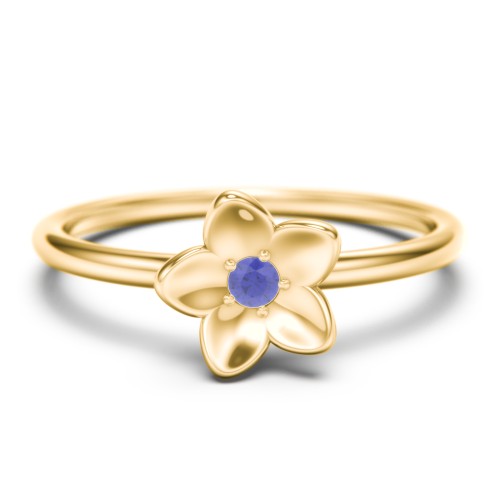 Stacking Flower RIng – 10K Yellow Gold with Blue Sapphire