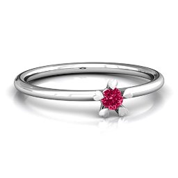 Stackr Hugging Heart Stone Ring in 925 Sterling Silver with Ruby, Aquamarine, Pink Tourmaline, Amethyst, and Citrine