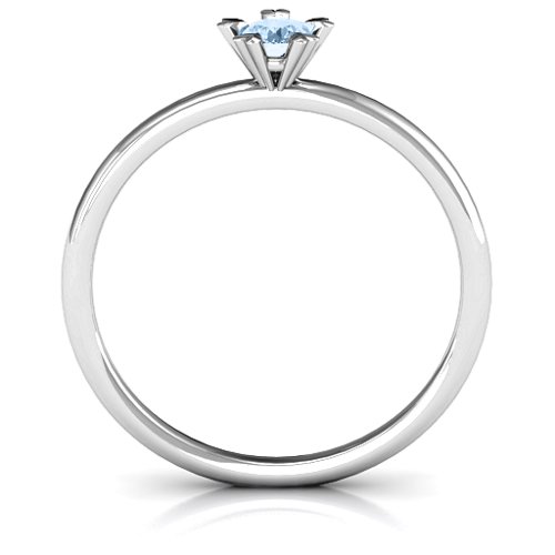 Stackr Hugging Heart Stone Ring – Sterling Silver with Aquamarine