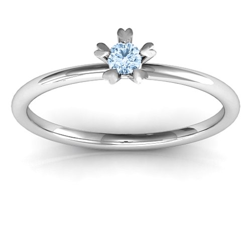 Stackr Hugging Heart Stone Ring – Sterling Silver with Aquamarine