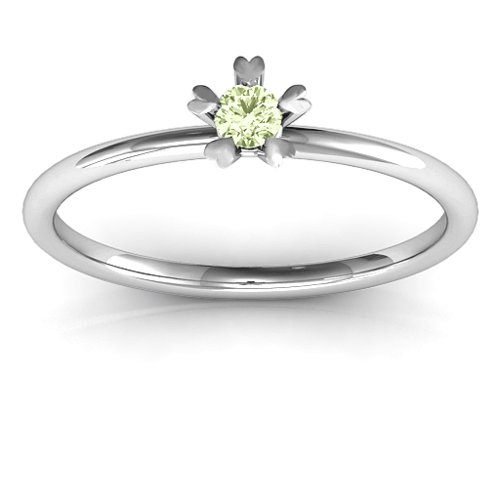 Stackr Hugging Heart Stone Ring – Sterling Silver with Peridot