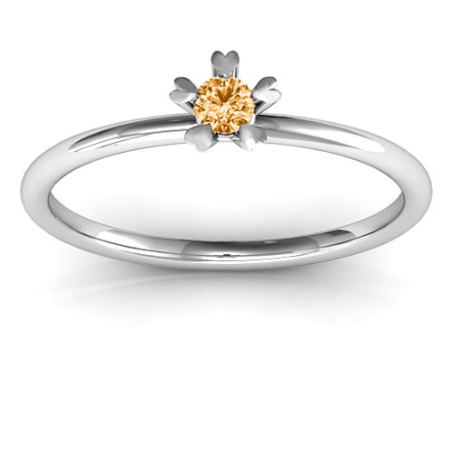 Stackr Hugging Heart Stone Ring – Sterling Silver with Citrine
