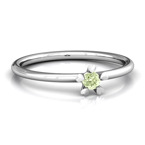 Stackr Hugging Heart Stone Ring – Sterling Silver with Peridot