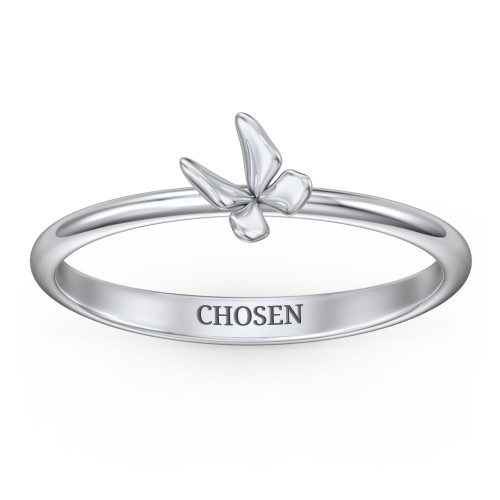 Engravable Stacking Butterfly Ring – Sterling Silver