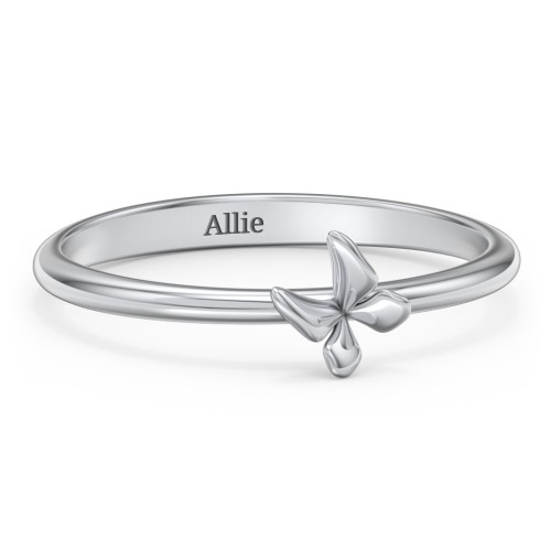 Engravable Stacking Butterfly Ring – Sterling Silver