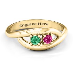 Perfect Pair Couple's Ring in 10K Solid Yellow Gold with Emerald and Ruby