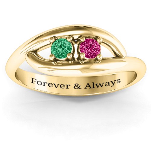 Perfect Pair Couple's Ring – 10K Yellow Gold with Emerald and Ruby