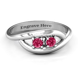 Perfect Pair Couple's Ring in 925 Sterling Silver with Ruby