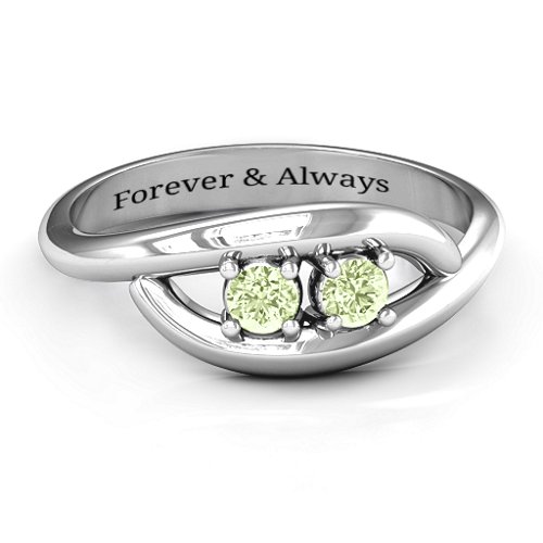Perfect Pair Couple's Ring – Sterling Silver with Peridot