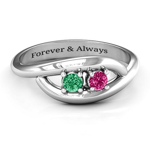 Perfect Pair Couple's Ring – Sterling Silver with Emerald and Ruby