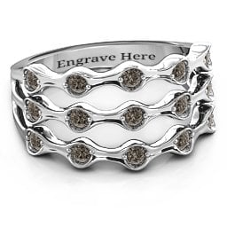 Alternating Stone Fashion Wave Ring