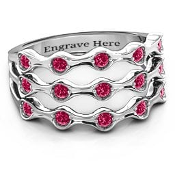 Alternating Stone Fashion Wave Ring