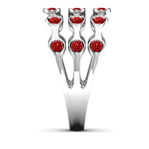 Alternating Stone Fashion Wave Ring – Sterling Silver with Garnet