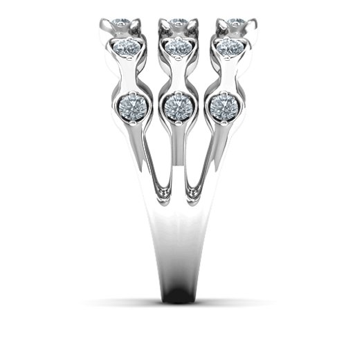 Alternating Stone Fashion Wave Ring – Sterling Silver with Cubic Zirconia