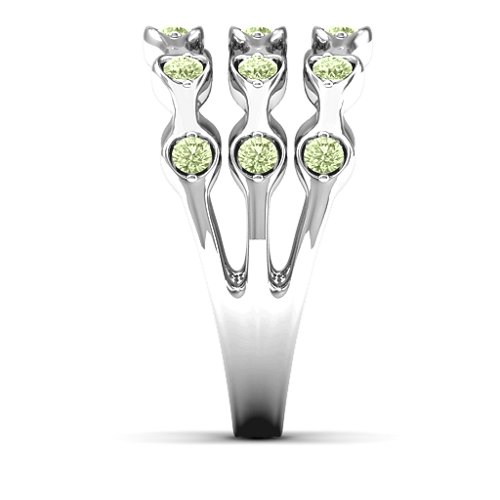 Alternating Stone Fashion Wave Ring – Sterling Silver with Peridot
