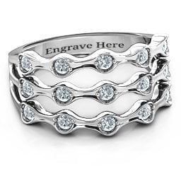 3 Row Fashion Wave Ring