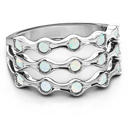 3 Row Fashion Wave Ring