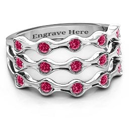 15 Stone Family Wave Ring