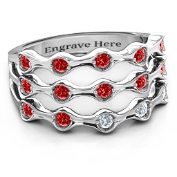 15 Stone Family Wave Ring