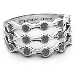 15 Stone Family Wave Ring