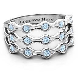 15 Stone Family Wave Ring