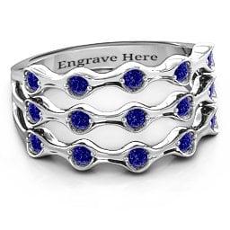 15 Stone Family Wave Ring