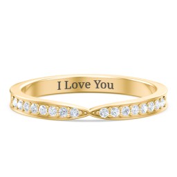 Tapered Stacking Band with Accents in 10K Solid Yellow Gold with White Premium Zirconia