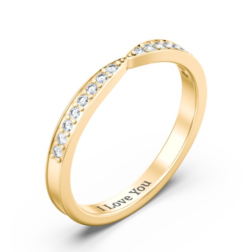 Tapered Stacking Band with Accents – 10K Yellow Gold with White Premium Zirconia