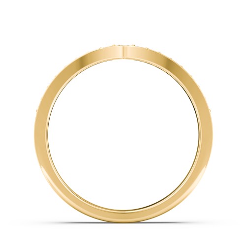 Tapered Stacking Band with Accents – 10K Yellow Gold with White Premium Zirconia