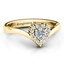 Peak of Love Ring in 10K Solid Yellow Gold with Cubic Zirconia and White Premium Zirconia