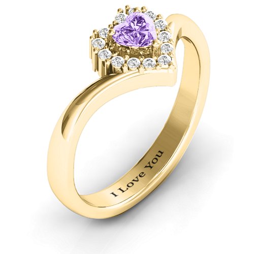Peak of Love Ring – 14K Yellow Gold with Amethyst and White Premium Zirconia