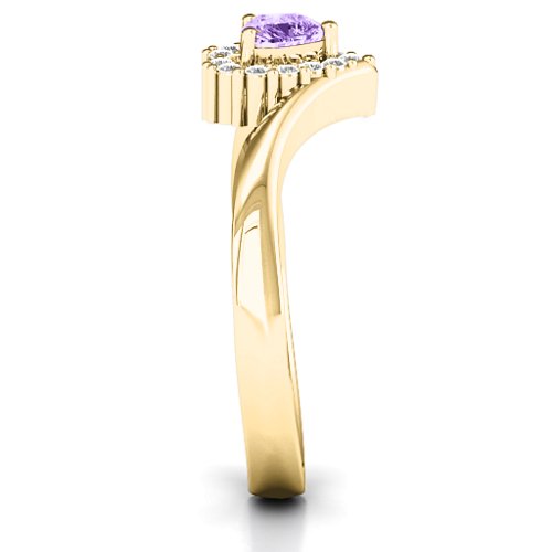 Peak of Love Ring – 14K Yellow Gold with Amethyst and White Premium Zirconia