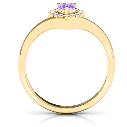 Peak of Love Ring – 14K Yellow Gold with Amethyst and White Premium Zirconia