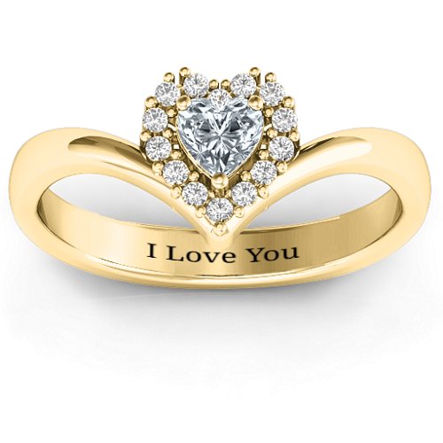 Peak of Love Ring – 10K Yellow Gold with Cubic Zirconia and White Premium Zirconia