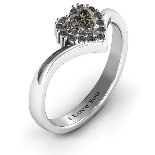 Peak of Love Ring – Sterling Silver with Smokey Quartz and Black Premium Zirconia