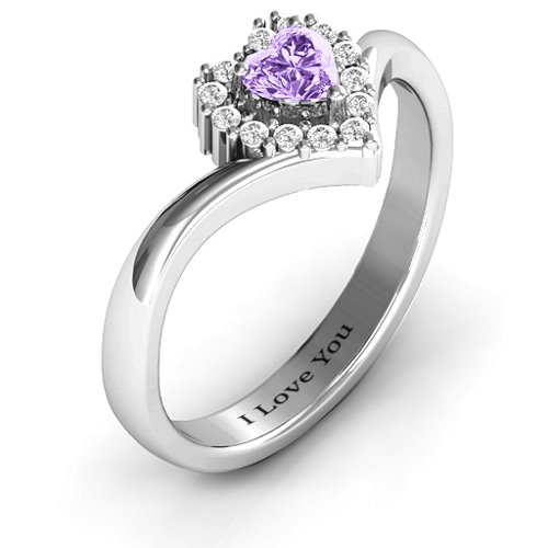 Peak of Love Ring – Sterling Silver with Amethyst and White Premium Zirconia