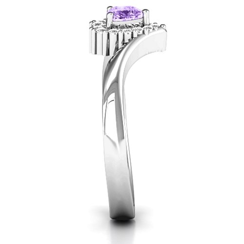 Peak of Love Ring – Sterling Silver with Amethyst and White Premium Zirconia