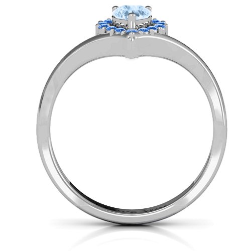 Peak of Love Ring – Sterling Silver with Aquamarine and Fancy Blue Premium Zirconia