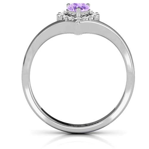 Peak of Love Ring – Sterling Silver with Amethyst and White Premium Zirconia