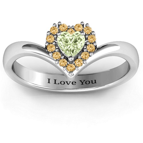Peak of Love Ring – Sterling Silver with Peridot and Fancy Yellow Premium Zirconia