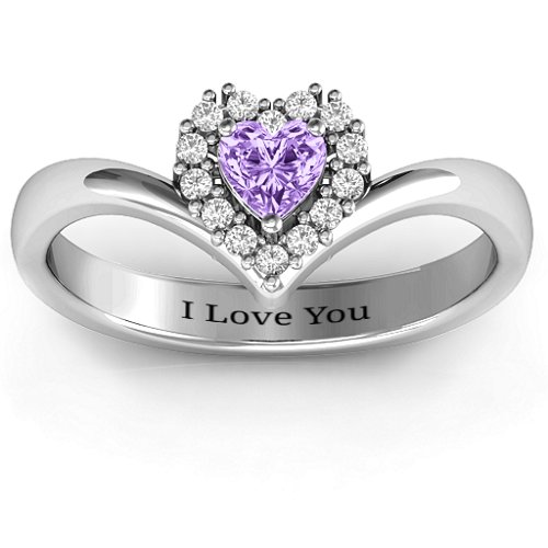 Peak of Love Ring – Sterling Silver with Amethyst and White Premium Zirconia