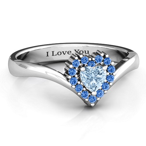 Peak of Love Ring – Sterling Silver with Aquamarine and Fancy Blue Premium Zirconia