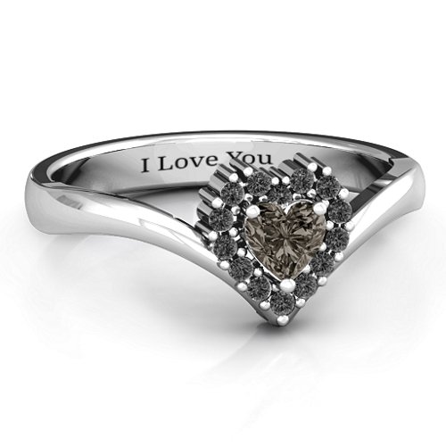 Peak of Love Ring – Sterling Silver with Smokey Quartz and Black Premium Zirconia