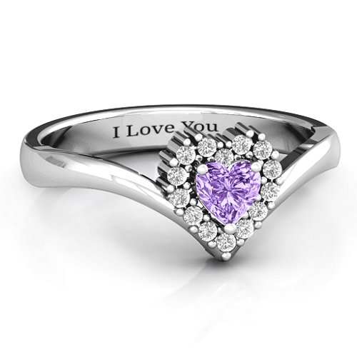 Peak of Love Ring – Sterling Silver with Amethyst and White Premium Zirconia