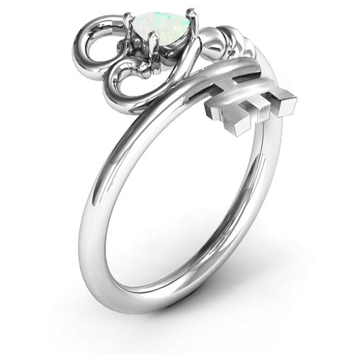 Key to Her Heart Ring – Sterling Silver with Opal